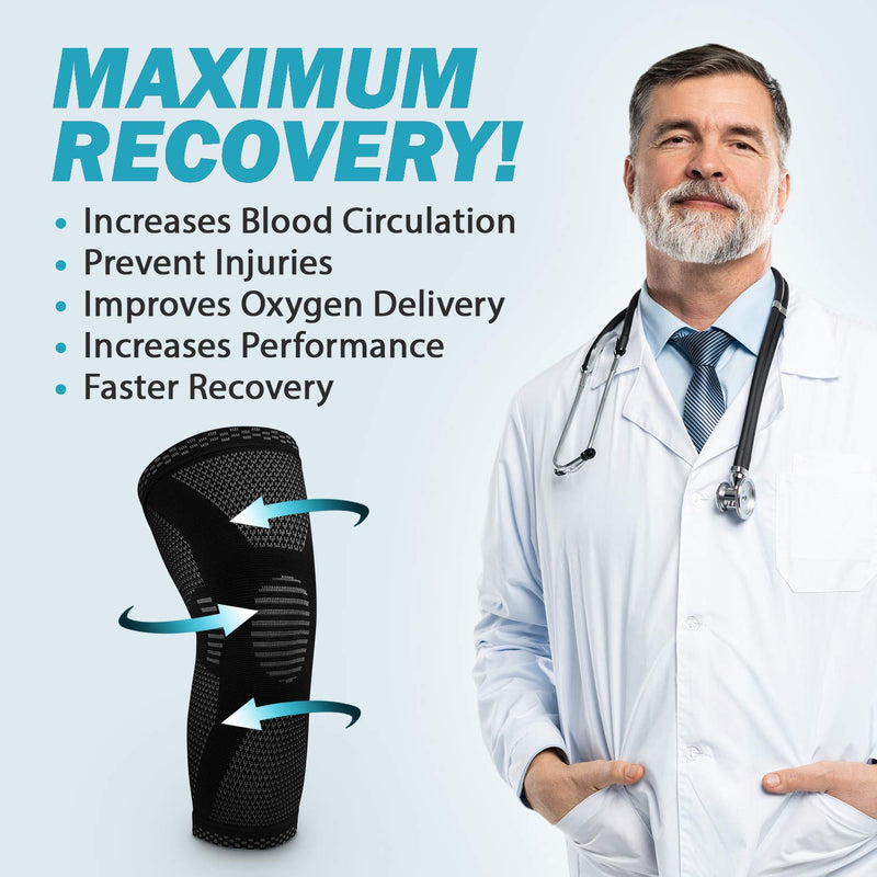 [Australia] - POWERLIX Knee Compression Sleeve - Best Knee Brace for Knee Pain for Men & Women – Knee Support for Running, Basketball, Weightlifting, Gym, Workout, Sports Blue Medium 