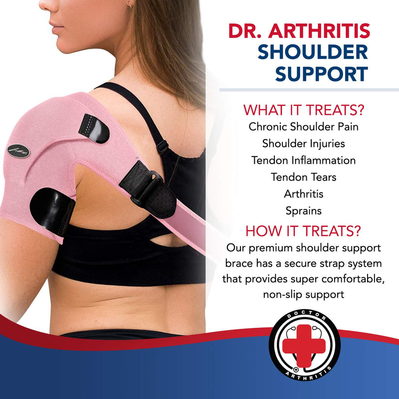 [Australia] - Doctor Developed Shoulder Support / Shoulder Strap / Shoulder Brace [Single] & Doctor Written Handbook - Relief for Shoulder Injuries, for both left & right (Pink) Pink 