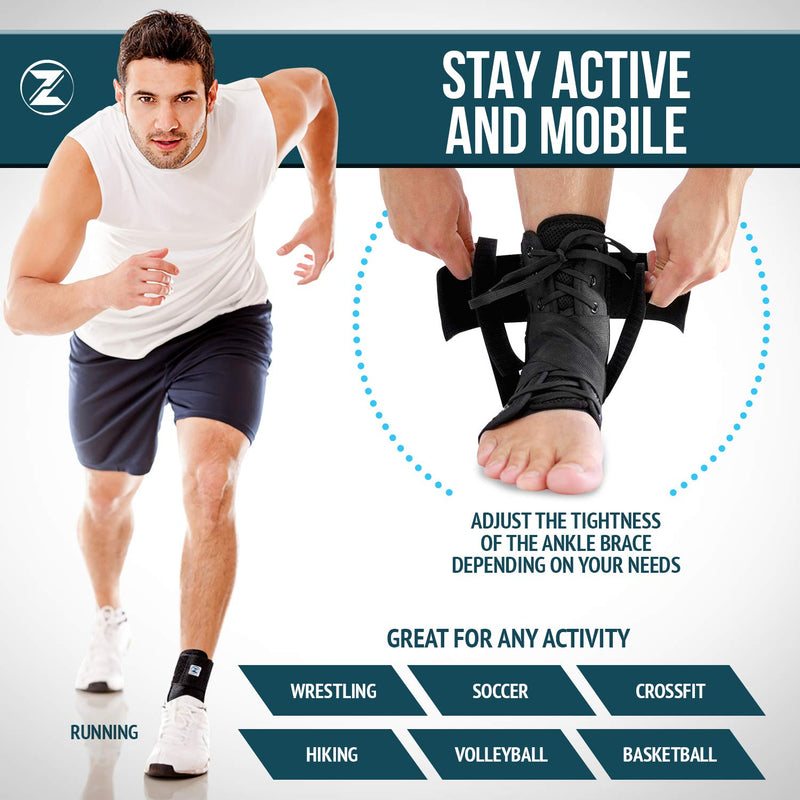 [Australia] - Zenith Ankle Brace, Lace Up Adjustable Support – for Running, Basketball, Injury Recovery, Sprain! Ankle Wrap for Men, Women, and Children Large (Pack of 1) 
