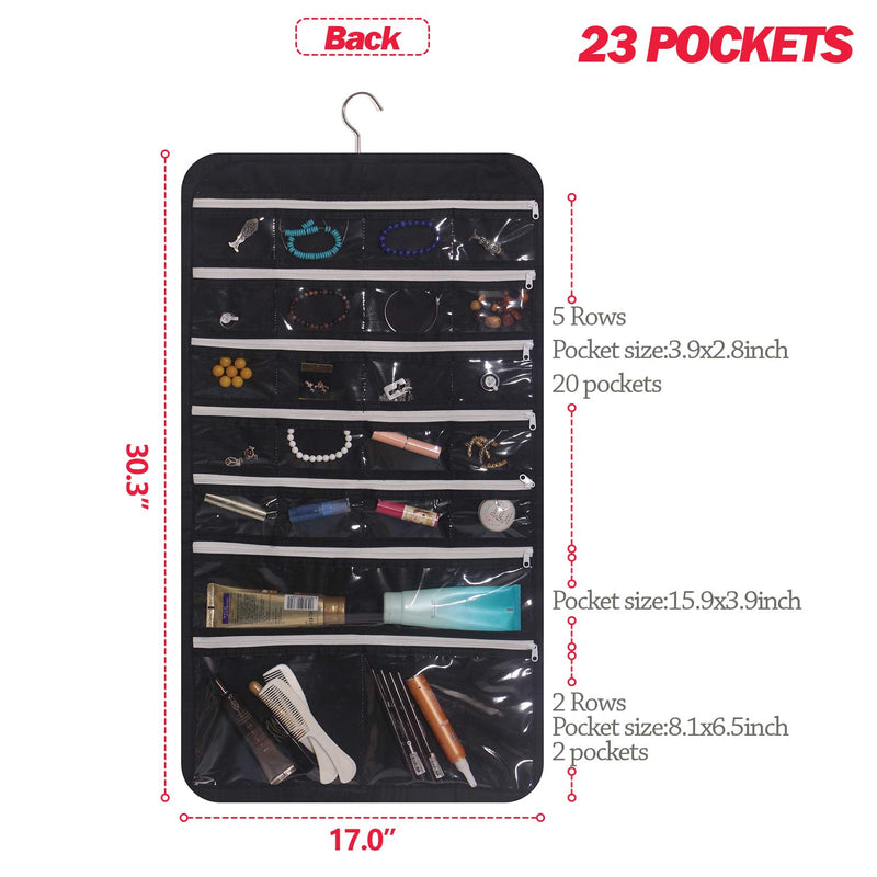 [Australia] - DIOMMELL Hanging Jewelry Organizer 47 Pockets with Zipper for Earrings Necklace Bracelet Ring Accessory Display Storage Bag Travel Holder Box 