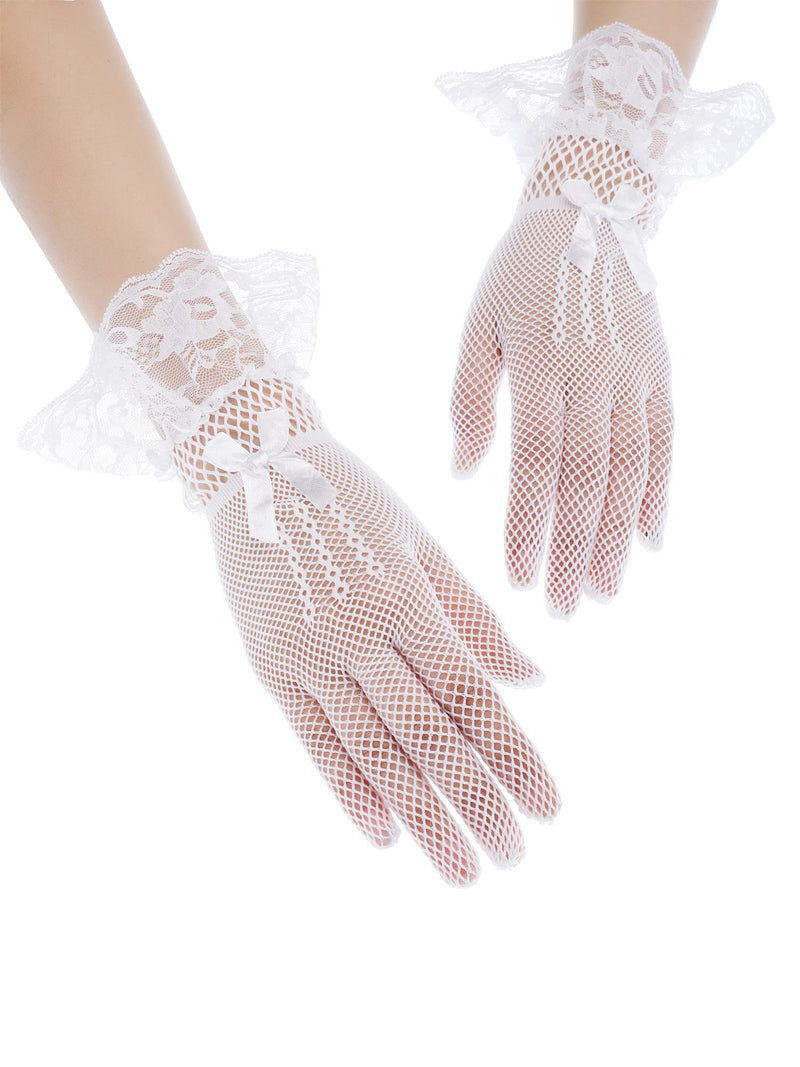 [Australia] - Women's Lace Gloves Floral Gloves Fingerless Gloves Sun Protection Gloves for Wedding Party (Color Set 3) 