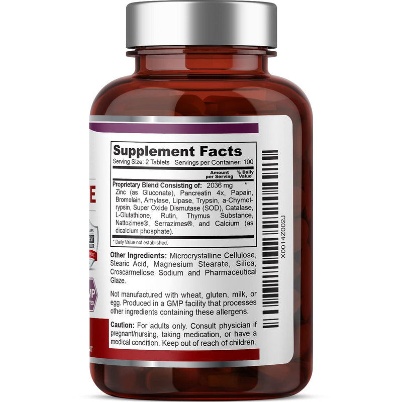 [Australia] - Megazyme Forte 200 Tablets - Natural Plant Proteolytic Enzymes Nattozimes Serrazimes Supports Digestive System Immune Health 