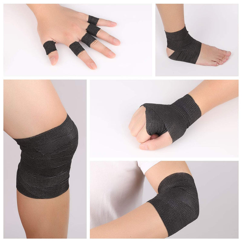 [Australia] - Bandage Wrap 16 Pack 2”x 5 Yards Self Adherent Wrap Breathable Self Adhesive Bandage Wrap Rolls Cohesive Bandage Athletic Elastic First Aid Tape for Stretch Athletic, Ankle Sprains, Swelling, Sports Black 2 Inch (Pack of 16) 