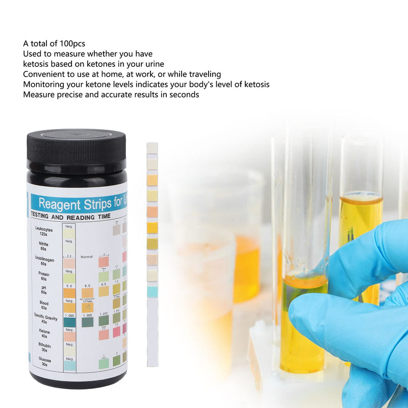 [Australia] - Ketone Test Strips, 100PCS/Pack Urine Keto Test Strips Small Size Quick Measurement Suitable for Home Work Traveling 