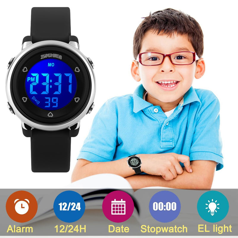 [Australia] - Kid Watch Multi Function 50M Waterproof Sport LED Alarm Stopwatch Digital Child Wristwatch for Boy Girl Black 