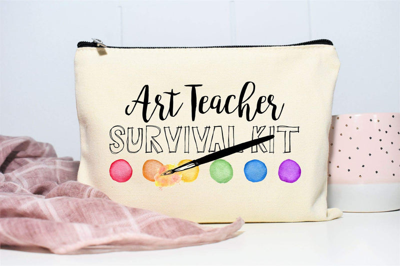 [Australia] - Moonwake Designs Art Teacher Survival Kit Makeup Bag - Art Teacher Gift, Teacher Appreciation, Pencil Holder 