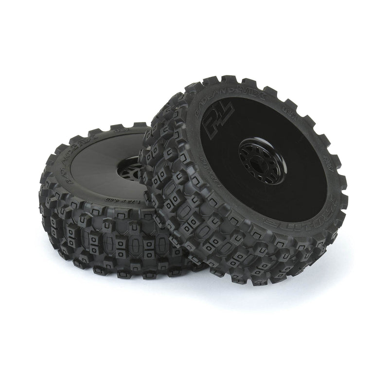 [Australia] - Pro-line Racing Badlands MX M2 Mounted Black Wheels, F/R (2): 1/8 Buggy, PRO906741 