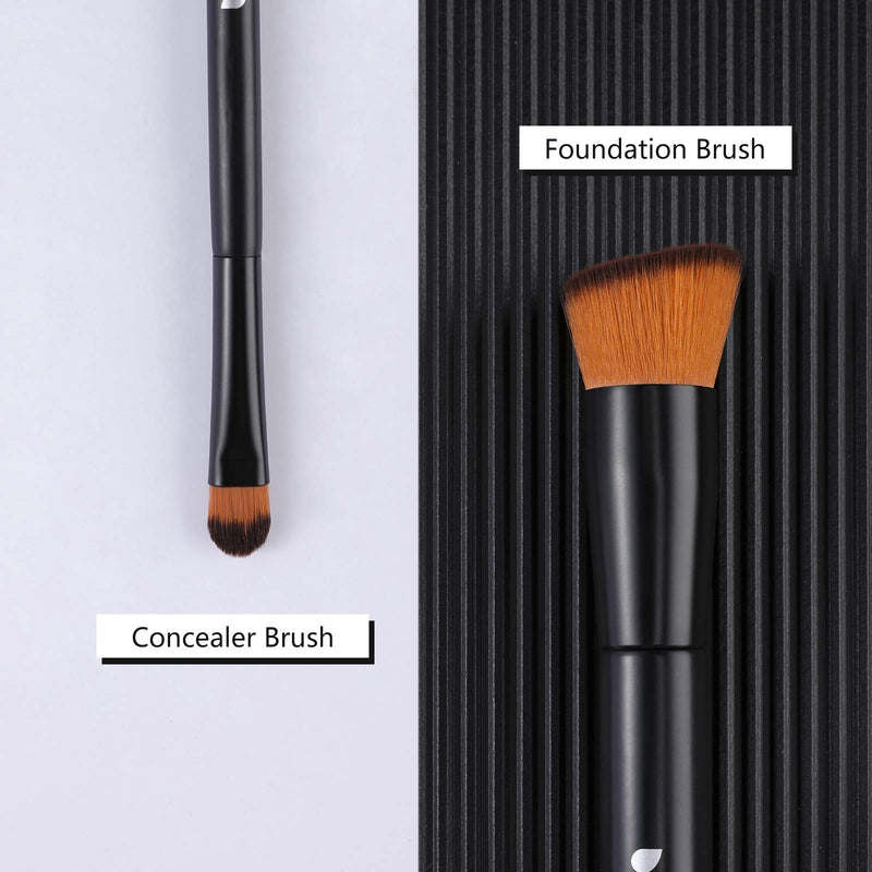 [Australia] - DUcare 2Pcs Foundation Brush and Concealer Brush Professional Flat Top Kabuki Brush for Face Synthetic Liquid Blending Mineral Powder Makeup Tools 