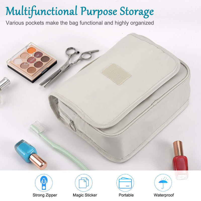 [Australia] - L&FY Multifunction Portable Travel Toiletry Bag Cosmetic Makeup Pouch Toiletry Case Wash Organizer (Beige) Beige 