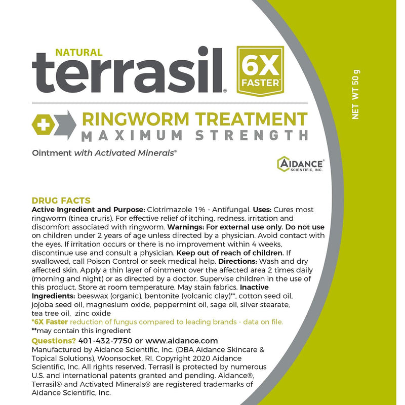[Australia] - terrasil Ringworm Treatment MAX - 6X Faster Patented Natural Anti-Fungal Ointment for Itching Burning Pain Inflammation & Ringworm Infection (50 gram) 
