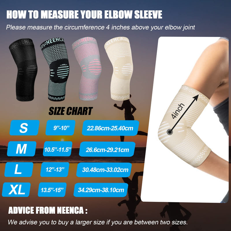 [Australia] - NEENCA [2 Pack] Professional Elbow Brace, Compression Elbow Sleeves. Medical Elbow Support for Tendonitis,Tennis or Golf Elbow. Arm Support Sleeves for Sports Protection and Pain Relief - Pair Wrap Skin Large 