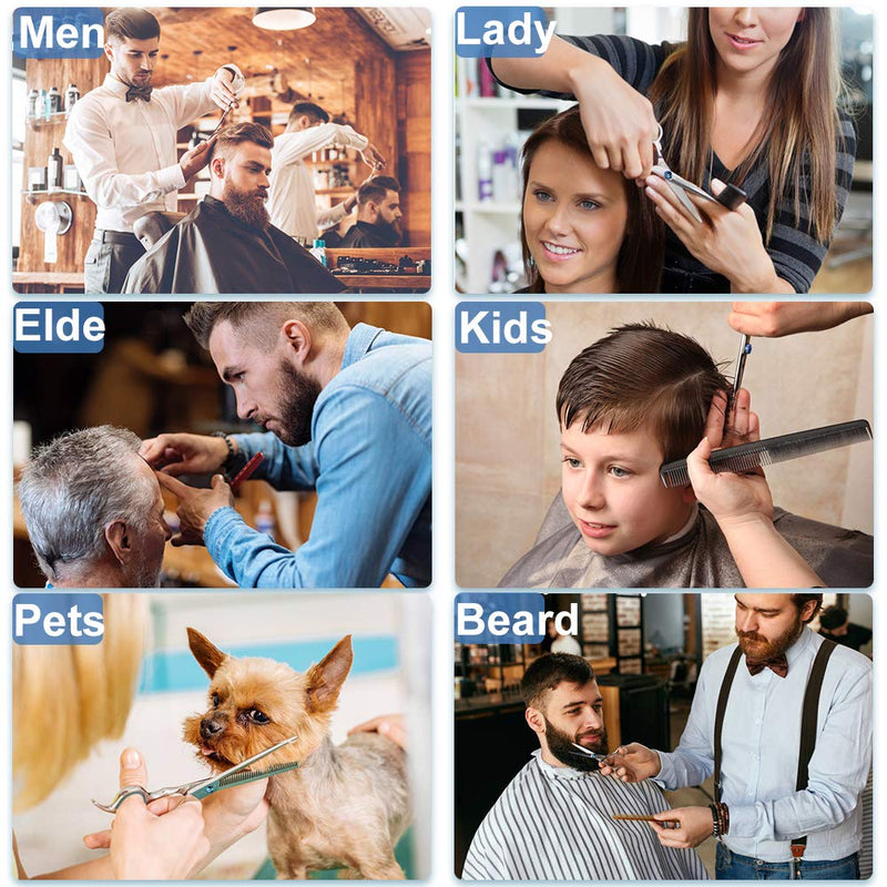 [Australia] - zizwe Hair Scissors Set, Professional Hair Cutting Barber Scissors Teeth Thinning Shears Trimming Hairdressing Japanese Stainless Steel for Salon, Home DIY Haircut 7 Pack 
