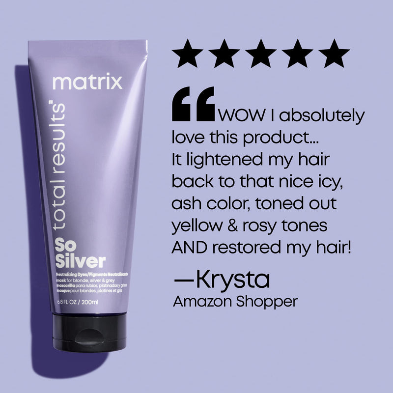 [Australia] - MATRIX Total Results So Silver Deep Conditioning Triple Power Toning Hair Mask | Repairs Damaged Blonde & Silver Hair | for Color Treated Hair | 6.8 Fl Oz 