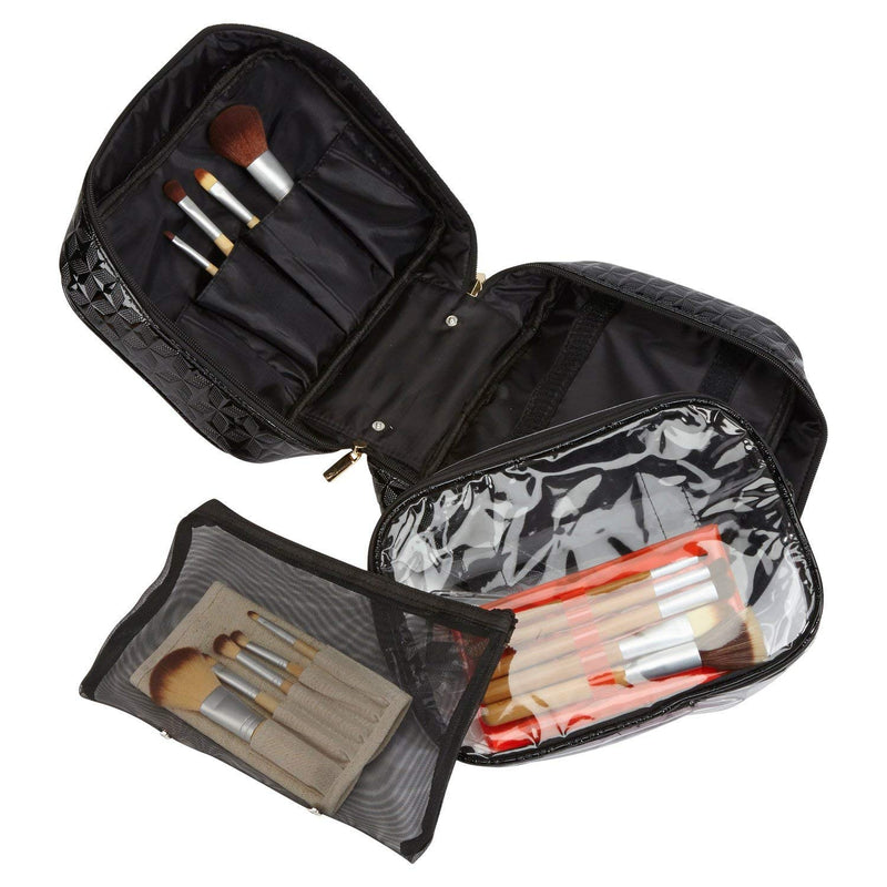 [Australia] - Cosmetic Travel Bag with Convenient Storage Bags | Makeup Case Organizer | Black Gloss 