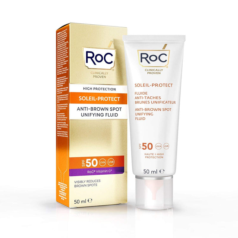 [Australia] - RoC - Soleil-Protect Anti-Brown Spot Unifying Fluid SPF 50 - UVA/B Protection - Face Moisturiser with Vitamin C - Reduces Brown Spots - 50 ml Anti-Brown Spot SPF 50 