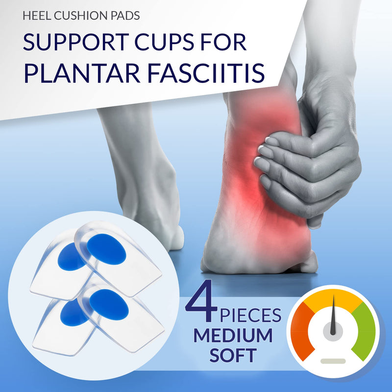 [Australia] - Heel Cushion Pads [2022] Heel Support for Plantar Fasciitis, Achilles Tendonitis and Heel Spur Pain - Gel Heel Pads - Inserts Cups, Size 3.0 to 6.0 - 4 Pieces 35-39 