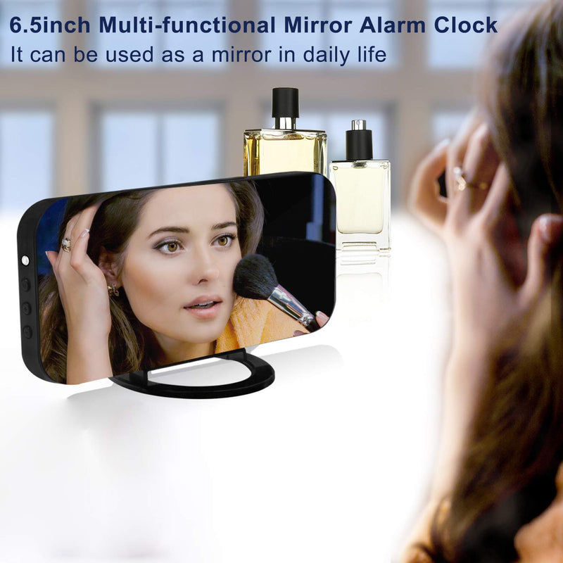 [Australia] - Digital Clock Large Display, LED Alarm Electric Clocks Mirror Surface for Makeup with Diming Mode, 3 Levels Brightness, Dual USB Ports Modern Decoration for Home Bedroom Decor-Black Black-white 