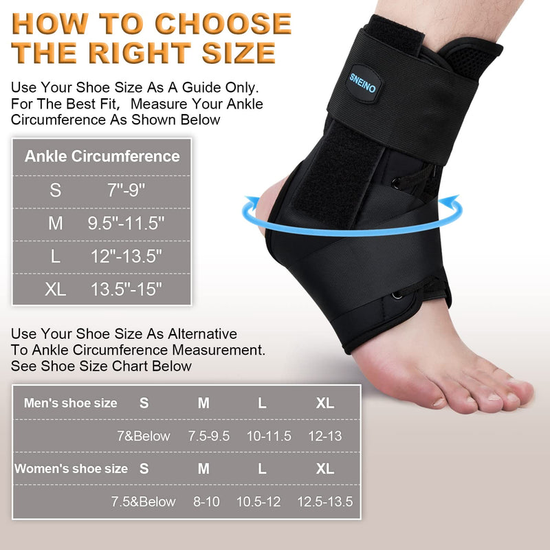 [Australia] - SNEINO Ankle Brace for Women & Men - Ankle Brace for Sprained Ankle, Ankle Support Brace for Achilles,Tendon,Sprain,Injury Recovery, Lace up Ankle Brace for Running, Basketball, Volleyball(Large) Large (Pack of 1) 