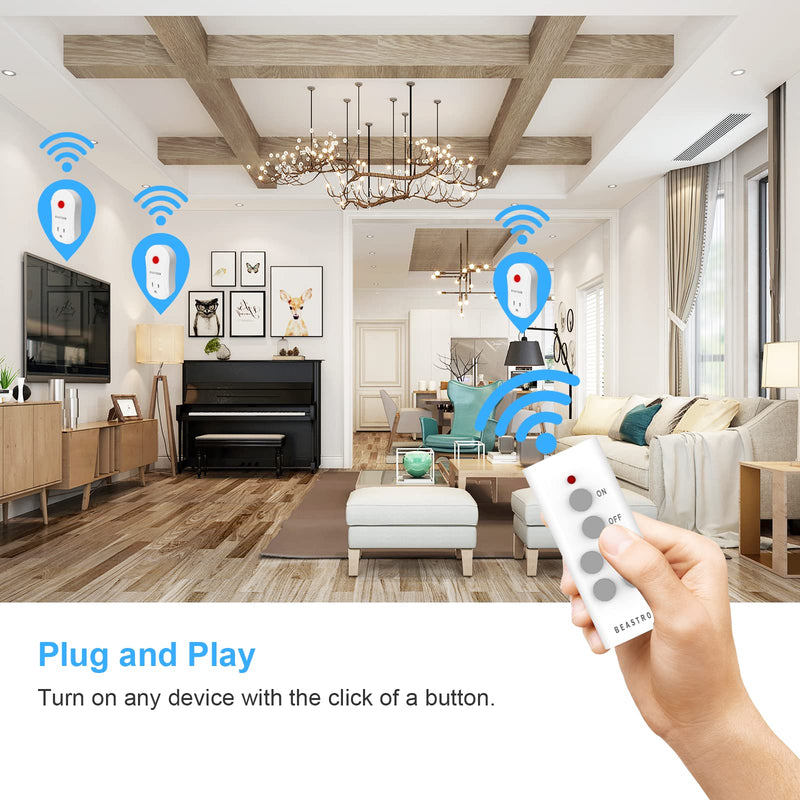 [Australia] - Beastron Upgraded Remote Controlled Outlet (1 Pack with 1 Remote),Expandable Remote Light Switch Kit, Wireless On Off Power Switch, 100ft RF Range, Compact Design, White 1 pack 