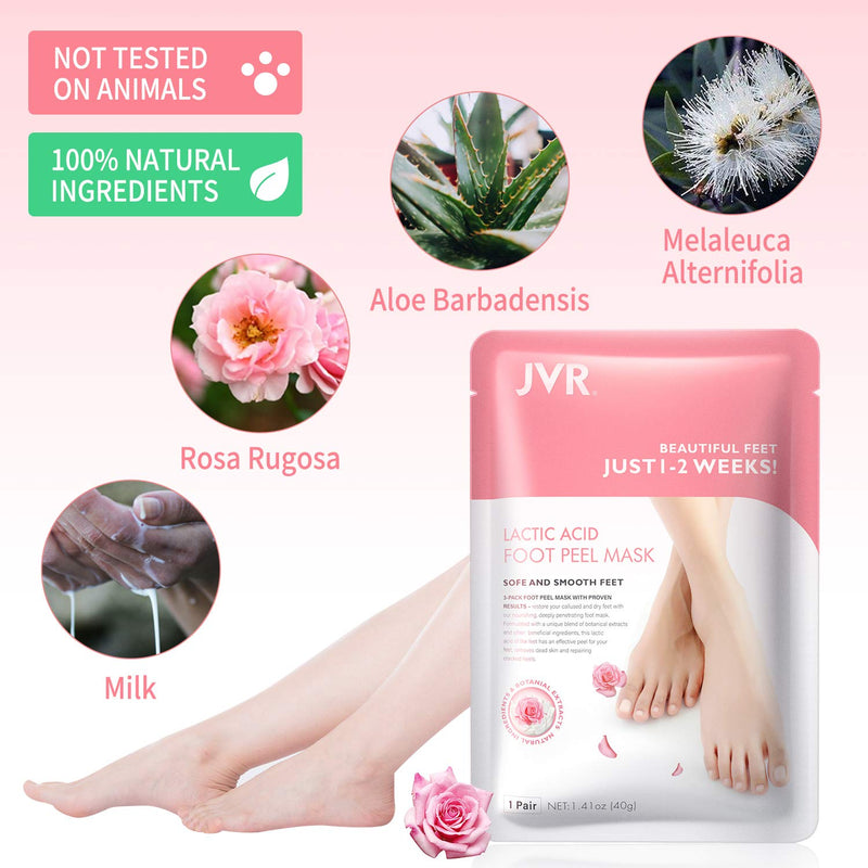 [Australia] - Foot Peel Mask, 3 Pack JVR Lactic Acid Foot Mask, Foot Exfoliating Socks, Foot Care for Callus Remove, Repair Cracked Heel & Dead, Dry & Hard Skin Size 10(UK) 