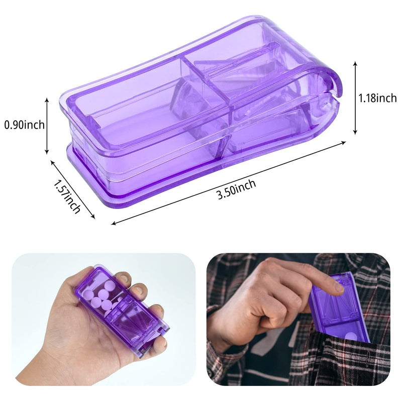 [Australia] - Pill Cutter, Portable 2-in-1Pill Splitter with Blade and Storage Compartment for Small or Large Pills Cut in Half Quarter for Pills Tablets (Purple) Purple 