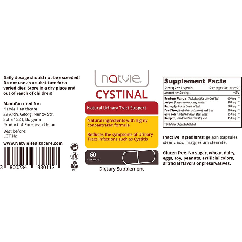 [Australia] - CYSTINAL | Natural Urinary Tract Support | Natural Ingredients with Highly Concentrated Formula | Reduced the Symptoms of Urinary Tract Infections such as Cystitis 