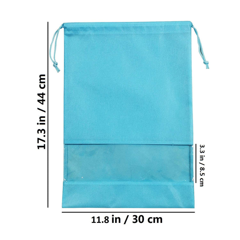 [Australia] - ANIZER 8 PCS 11.8"x17.3" Non-Woven Dustproof Drawstring Bag Travel Shoe Bags Dust Cover Pouch Bag Storage with Visual Window for Handbags Purses Shoes (Blue) Blue 