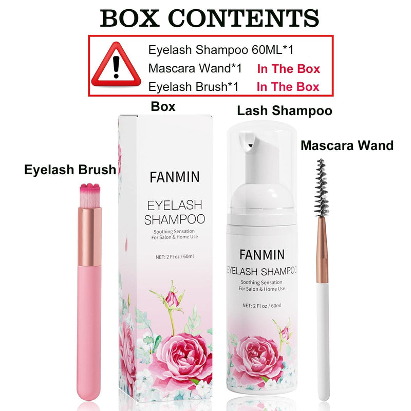 [Australia] - Eyelash Extension Cleanser 60ml +Mascara Wand+ Brush Eyelid Foaming Cleanser,Eyelash Wash and Lash Bath for Extensions,Paraben & Sulfate Free,Makeup Remover,Salon and Home use（60ml/2fl.oz） 60 ml (Pack of 1) 