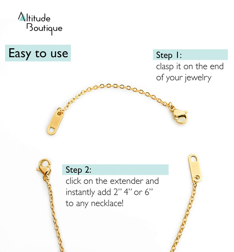 [Australia] - Altitude Boutique 18k Gold Plated Necklace Extenders Delicate Necklace Extender Chain Set for Women 3 Piece Set, Extensions 2", 4", 6" Inches Hypoallergenic in Gold, Rose Gold, or Silver 