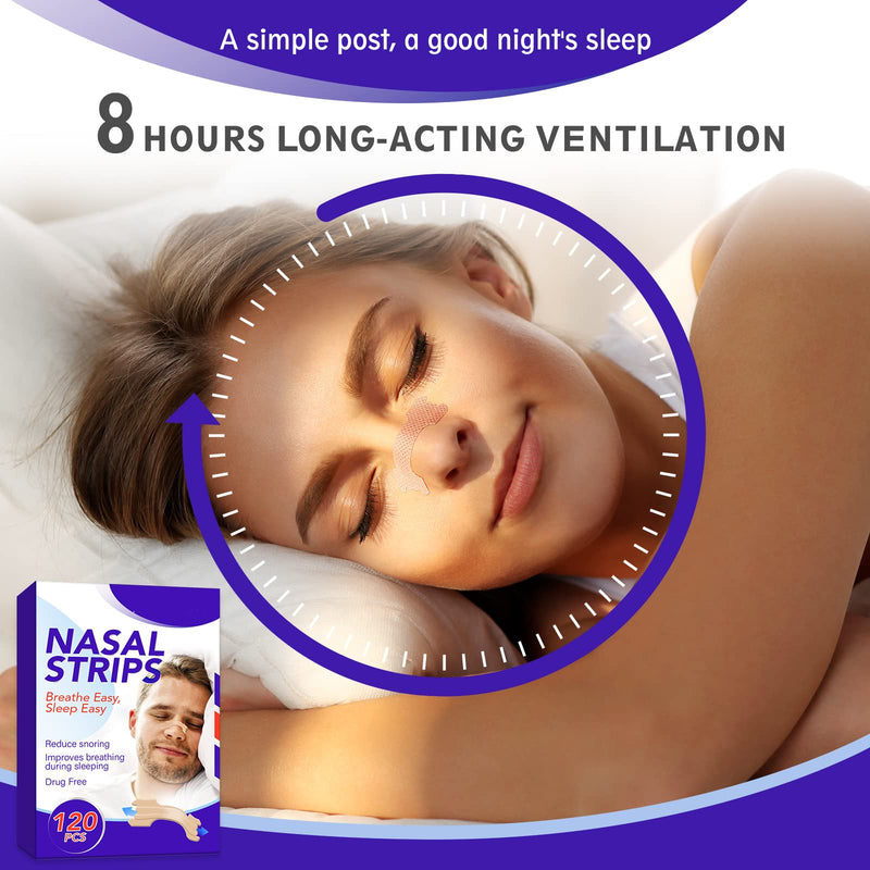 [Australia] - Nasal Strips Extra Strength, 120 Pack (2.6*0.7inch), Works Instantly to Improve Sleep, Reduce Snoring and Relieve Nasal Congestion, for Women Men 