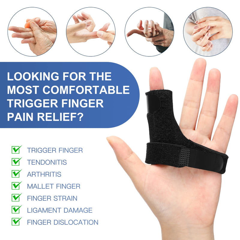 [Australia] - Trigger Finger Splint Knuckle Brace: 2 Pieces Adjustable Finger Padded Straightener for Right and Left Hand Index Middle Ring Pinky Support for Alleviating Finger Locking Popping Bending Stiffness Tendon Release and Pain Relief 