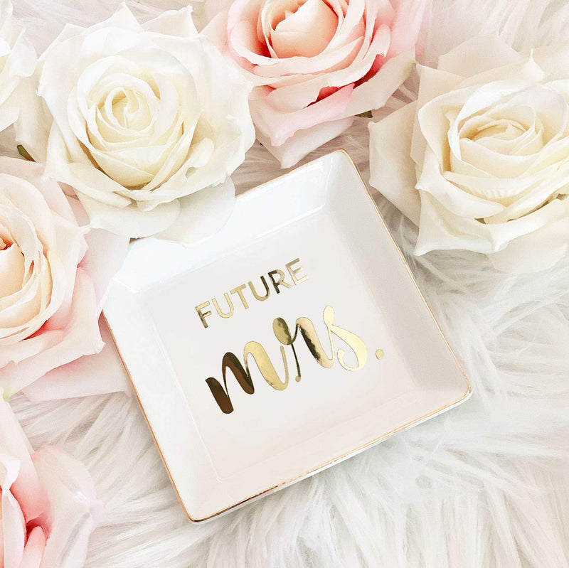 [Australia] - ModParty Future Mrs Dish Small Ceramic Ring Trinket Wedding Gift for Bride Trinket Tray Bridal Shower Engagement Gift 