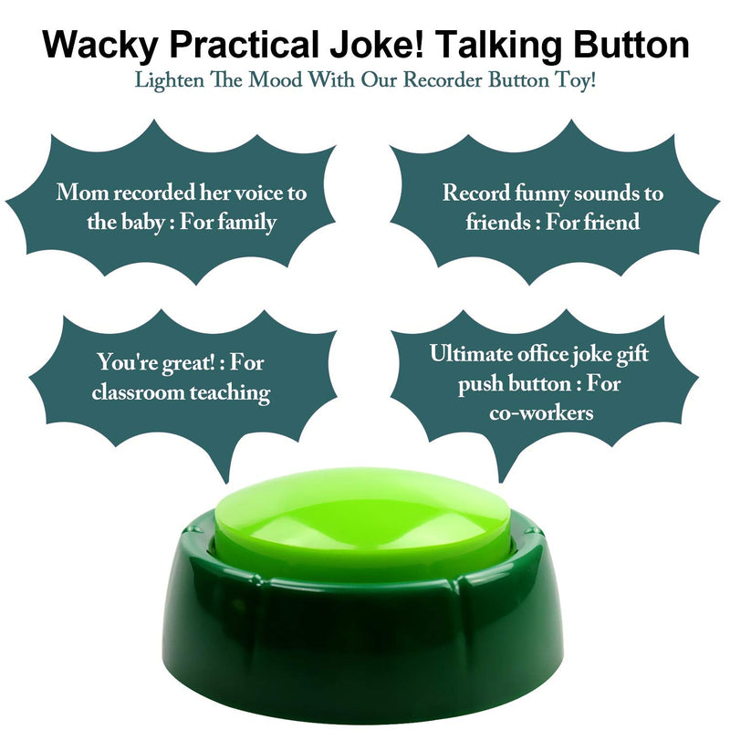 [Australia] - Cover Custom Sound Button Dog Training Button Buzzer Button Recordable Talking Button Office Desk Gag Gift 30 Seconds 2 AAA Batteries Included - Newest Green 