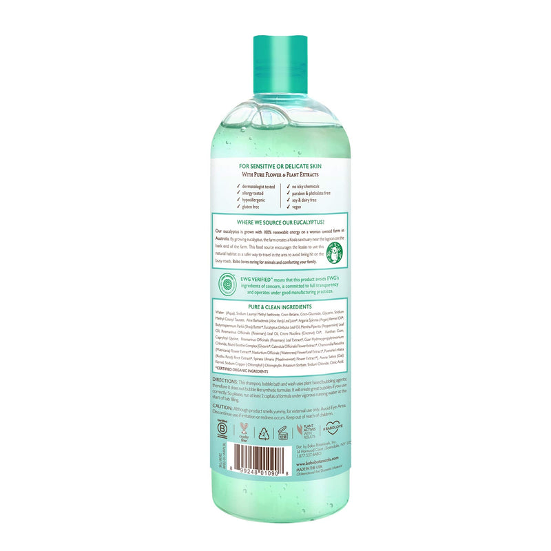[Australia] - Babo Botanicals Eucalyptus Remedy Plant-Based 3-in-1 Shampoo, Bubble Bath & Wash - with Vapors of Eucalyptus, Rosemary & Peppermint - For Babies, Kids or Sensitive Skin - EWG Verified - 15 fl. oz. 