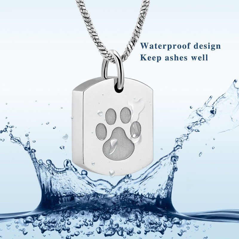 [Australia] - Minicremation Cremation Jewelry Urn Necklace for Ashes for Pet, Paw Print Memorial Ash Jewelry, Keepsake Pendant for Pet's Cat Dog's Ashes with Filling Kit Silver 
