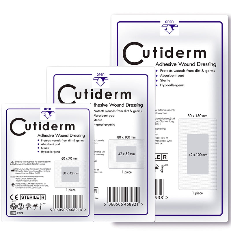 [Australia] - Pack of 30 Cutiderm Assorted Adhesive Sterile Wound Dressings Suitable for cuts and grazes, Diabetic Leg ulcers, venous Leg ulcers, Small Pressure sores 