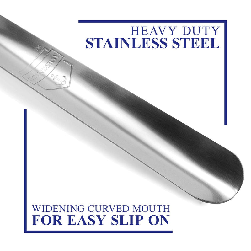 [Australia] - HOUNDSBAY 16.5" Long Handled Metal Shoe Horn with Comfort Grip - New 2019 Model with 1.8mm Thick Steel - Will Not Bend Black 