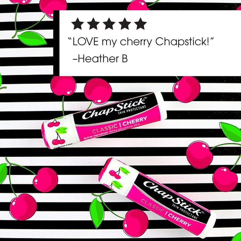 [Australia] - ChapStick Classic (1 Blister Pack of 3 Sticks, Cherry Flavor) Skin Protectant Flavored Lip Balm Tube, 0.15 Ounce Each, 3 Count (Pack of 1) 0.45 Ounce (Pack of 1) 