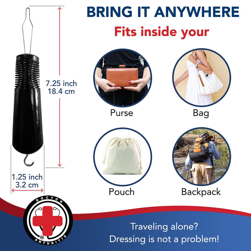 [Australia] - Button Hook & Zipper Pull, Assist, Helper Device, Dress Clothes Tool, Button Shirts Aid, One Hand, Disability, Handicapped and Seniors by Dr. Arthritis 