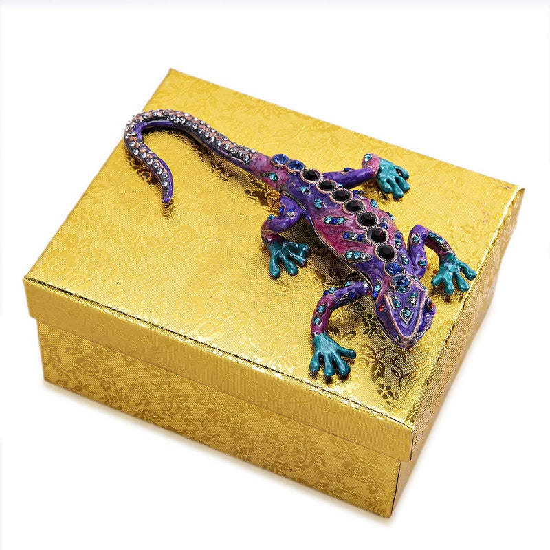 [Australia] - Purple Lizard Jewelry Trinket Boxes Hinged Animal Figurines Collectibles 