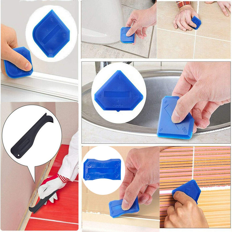 [Australia] - YOBZUO 3 in 1 Silicone Caulking Tools（stainless steelhead）, Sealant Finishing Tool Grout Scraper, Reuse and Replace 5 Silicone Pads, Great Tools for Kitchen Bathroom Window, Sink Joint 
