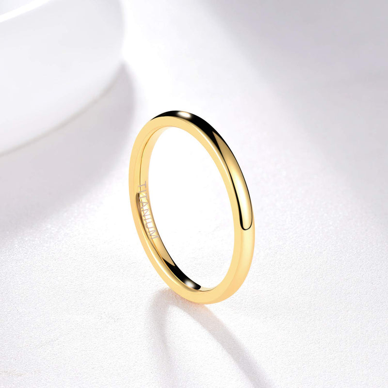 [Australia] - TIGRADE 2mm 4mm 6mm Gold Titanium Ring Plain Dome High Polished Wedding Band Comfort Fit Size 3-13 