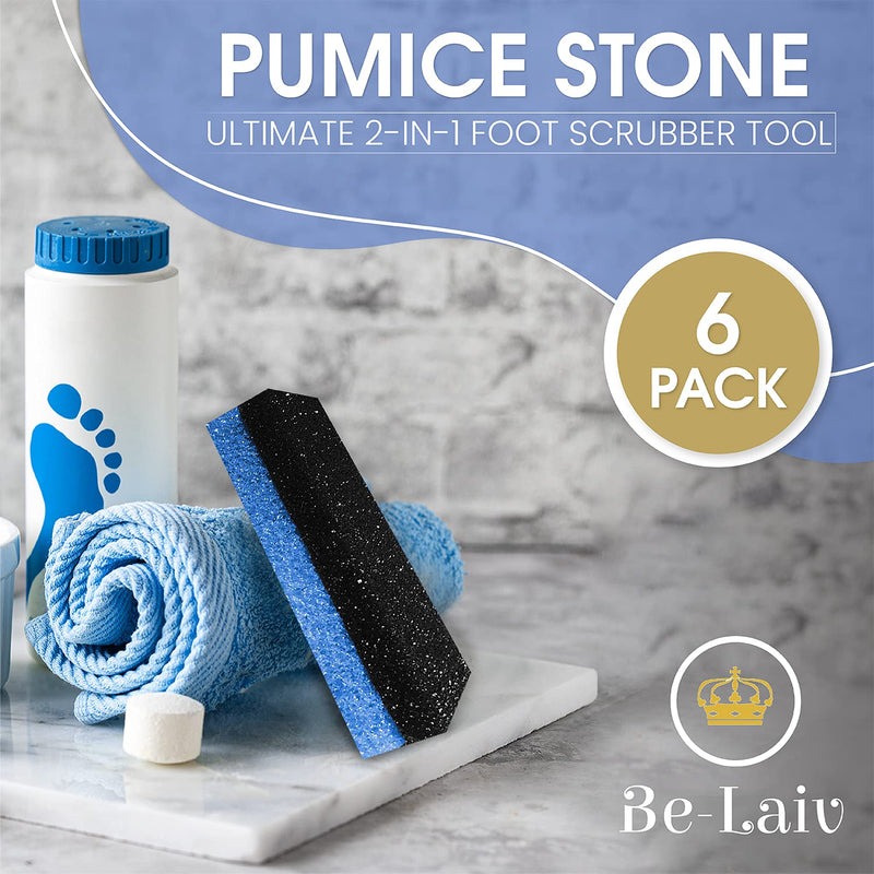 [Australia] - BE-LAIV Foot Pumice Stone for Feet - Ultimate 2-In-1 Foot Scrubber – Professional Pedicure Kit for Dead Skin Remover and Callus Remover - Foot exfoliator - Foot Care Set for Men, Women (Pack of 6) 