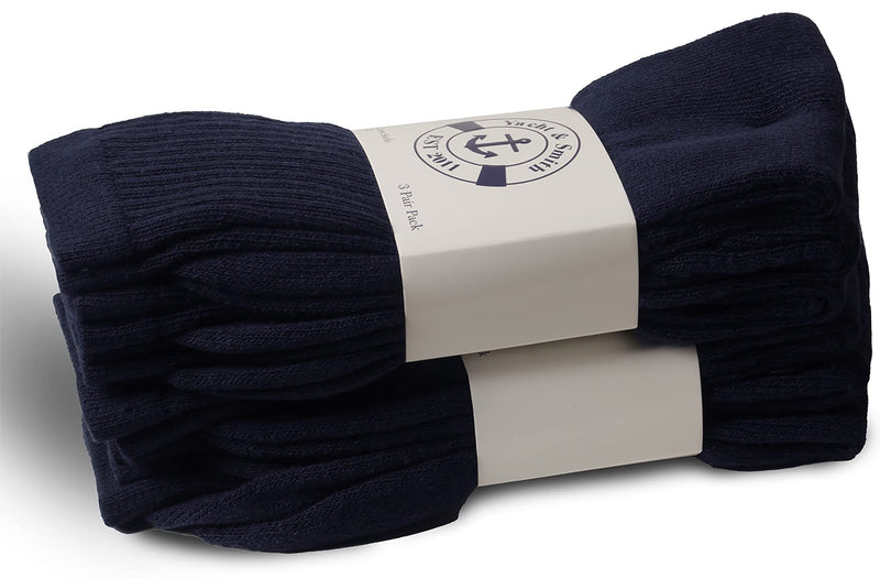 [Australia] - Yacht & Smith Loose Fit Non-Binding Soft Cotton Diabetic Crew and Ankle Socks, Bulk Value Pack (12 Pack Navy Ankle, Women (9-11)) 12 Pack Navy Ankle Women (9-11) 
