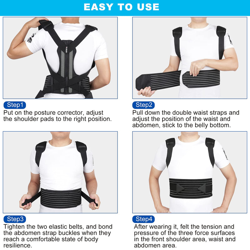 [Australia] - Aollop Posture Corrector Women and Men Spine Back Support Adjustable Back Brace for Improving Posture Providing Pain Relief from Neck Back Shoulder ( Waist 27'- 51') 