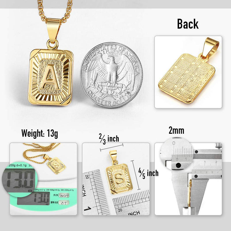 [Australia] - Trendsmax Initial Letter Pendant Necklace Mens Womens Capital Letter Yellow Gold Plated A Z Stainless Steel Box Chain 22inch Letter A 