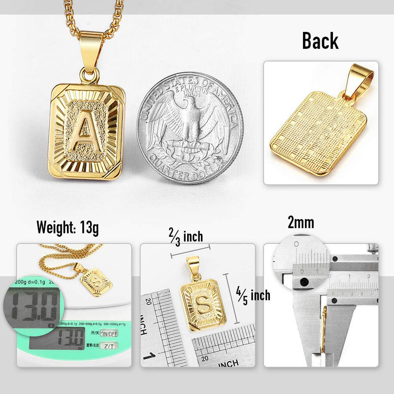 [Australia] - Trendsmax Initial A-Z Letter Pendant Necklace Mens Womens Capital Letter Yellow Gold Plated Stainless Steel Box Chain 22inch S 