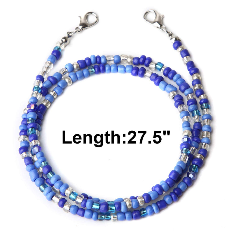 [Australia] - Face Mas-k Holder Beaded Necklace Strap, Face Cover Lanyards Chains for Women Blue 