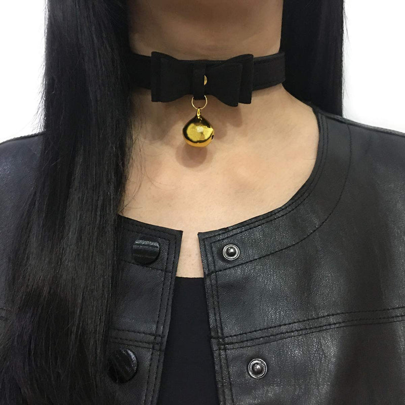 [Australia] - Bell Choker Collar Necklace Lolita Bow Collar Cat Kitty Velvet Necklace E 