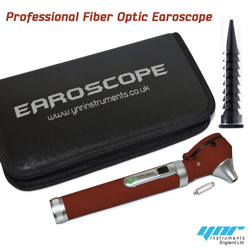 [Australia] - YNR England F.O Mini Otoscope Ear o Scope Auriscope Fibre Optic ENT Ear Scope Diagnostic Examination GP CE Mark Approved (Burgandy) Burgandy 